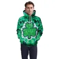 Green tie-dye hoodie with shamrock print for St. Patrick's Day baseball sweatshirt - M / Green Shamrock Style (CN004-JC0001A)