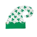 St. Patrick's Day leprechaun hat with green shamrock prints and curved hook top - S (53-55cm) / White Print (B496-1002)