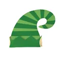 Striped green St. Patrick's Day elf hat with curved top and jagged brim design - S (53-55cm) / Green Striped (B496-1003)