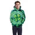 Men's St. Patrick's Day hoodie with green tie-dye pattern and shamrock print - M / Green Clover Style (CN004-JC0002A)