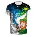 St. Patrick's Day T-shirt with Leprechaun digital print and artistic starry pattern - S / Starry Leprechaun Style (B129-9316)