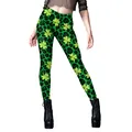 Women's St. Patrick's Day green clover print leggings with high waist stretch fabric - S / Shamrock Leopard (B416-1131)
