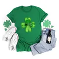 Saint Patrick's Day green t-shirt with clover pattern styled with denim shorts and beer - S / Top (Artistic Clover Style-H001-23A0030) / Green