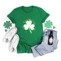 Damen St. Patrick's Day T-Shirt in Grün mit Kleeblatt-Aufdruck und Kunstdesign - Oberteil (Kleeblatt Kunst Druck Stil-H001-23A0031)