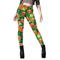 Women's St. Patrick's Day leggings featuring green gnomes and shamrock digital prints - S / Gnome Shamrock (B416-1132)