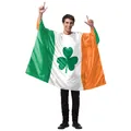 Irish flag themed poncho with shamrock print for St. Patrick's Day celebration - Shamrock Color Panel Poncho Style (B341-1003)