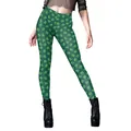 St. Patrick's Day green leggings with shamrock print for yoga and fitness training - Allover Shamrock (B416-1136)