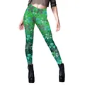 Women St. Patrick's Day leggings featuring green shamrock prints and polka dots - Mixed Color Shamrock Polka Dot (B416-1137)