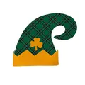 Green plaid St. Patrick's Day elf hat featuring yellow shamrock and felt crown trim - Green Plaid (B496-1005)