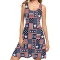 Mouwloze zomerjurk voor dames met patriottische USA-vlag sterren- en strepenprint - S / USA Letter Patchwork Stijl (B220-1018)