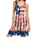 Mouwloze zomerjurk voor dames met vintage Amerikaanse vlagprint in sterren en strepen - S / Dynamische Sterren en Strepen Stijl (B220-1019)