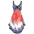 Women's Independence Day dress with American flag stars and artistic striped print - S / Stars And Stripes Gradient Pattern (B412-1014)
