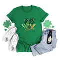 Green St. Patrick's Day T-shirt with Lucky heart patterns and clover design for women - S / Top (Leopard Lucky Style-H001-23A0027) / Green