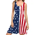 Women's sleeveless dress with American flag star and stripe print in vintage style - S / Vintage Stars and Stripes Splicing Style (B220-1031)