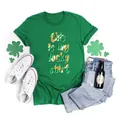 Grünes St. Patrick's Day Baumwoll-T-Shirt mit 'This is my lucky shirt' Kleeblatt-Druck - Oberteil (Glückshemd Text Stil-H001-23A0039)