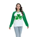 Top raglan da donna per San Patrizio con grafica a trifoglio verde e maniche lunghe - Taglia S / Top - Stile Trifoglio Texture Acquerello (H002-23A0018) / Verde