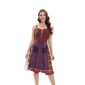 Women's Hocus Pocus cosplay dress with wine red bodice and purple striped skirt - S / Burgundy Plaid (B361-1040)