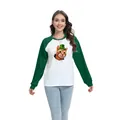 St. Patrick's Day Langarmshirt für Damen mit 3D-Katze und grünem Kleeblatt-Zylinder - S / Oberteile / Muster einer orangefarbenen Katze mit grünem Hut (H002-23A0043 Dunkelgrün)
