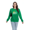 Sweat-shirt vert de la Saint-Patrick avec imprimé trèfle et lettrage blanc élégant - S / Hauts / Imprimé Lettre Wee Bit Lucky (H004-23A0014 Vert)