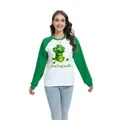 Damen St. Patrick's Day Raglan-Top mit grünem Kleeblatt und Glücksmotiven - S / Oberteile / Hugs and Smiles Muster (H002-23A0044 Grün)