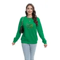 Sweat vert émeraude pour la Saint-Patrick avec imprimé trèfle décoratif et bords côtelés - S / Hauts / Imprimé de Feuilles Foncées et Claires (H004-23A0020 Vert)