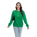 Sweat vert vif pour femmes avec imprimé trèfle licorne pour la Saint-Patrick - S / Hauts / Imprimé Combinaison Licorne Trèfle (H004-23A0022 Vert)