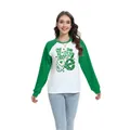 Maglia donna San Patrizio con maniche raglan verdi e stampa amore con trifoglio medico - Taglia S / Top - Love Stetoscopio Trifoglio (H002-23A0021) / Verde