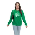 Sweat vert de la Saint-Patrick pour femme avec motif Lucky et trèfle blanc - S / Hauts / Imprimé Artistique Lucky et Trèfle (H004-23A0011 Vert)