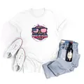 T-shirt blanc du Jour de l'Indépendance USA avec lunettes drapeau et graphique léopard - Style Lunettes Léopard (H001B7-YZ24D0027)