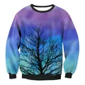 Sudadera de Halloween con cuello redondo, silueta de árbol y estampado digital degradado - M / Degradado Morado (WYS1007)