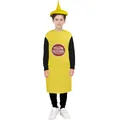 Funny kids yellow mustard bottle costume for Halloween party performance with pointed hat - Pd-1042 Salad Dressing / Kids One Size