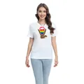 White crew neck T-shirt featuring a trendy leopard rainbow lip print and casual fit - S / Leopard Rainbow Lips (H001-B7-YZ24C0124)
