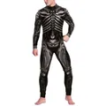 Heren bodysuit met 3D biomechanische bottenprint en ritssluiting aan de voorzijde - S / Biomechanische Skelet Stijl (B473-1004)