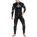 Men's compression jumpsuit featuring robotic armor print and front zipper closure - Sci-fi Mecha Armor Style (B473-1007)