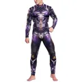 Men's compression bodysuit featuring purple black bio-mechanical armor digital print - Purple Hero Mecha Style (B473-1009)