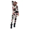 Halloween mummie bodysuit voor dames met bloederige bandage print voor horror cosplay - S / Verband Bloedpatroon (B142-527)