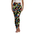 Damen Weihnachten Yoga Leggings mit bunten Glühbirnen und Schneeflocken auf Schwarz - S / Weihnachtslampen Muster (XG013-JC0001S)