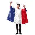 French flag themed festive cape made of glossy polyester for street carnival party - France (B341-1011)