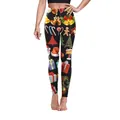 Women's Christmas print leggings with bells and candy canes on high-waist yoga pants - S / Bottoms / Black Christmas Elements (SKDK017)