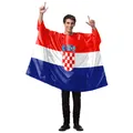 Croatia national flag print fan cape with vibrant red, white and blue stripes - Croatia (B341-1014)
