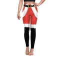 Leggings natalizi da donna con paillettes rosse stile Babbo Natale e stampa cintura - Stile Babbo Natale (SKDK095)
