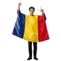 Men's festive cape featuring the Romanian flag digital print in blue, yellow, and red - Romania (B341-1015)