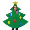 Christmas tree shaped party costume with colorful ornaments and a yellow star topper - Adult Christmas Tree (PD-1062)