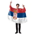 Serbian national flag cape with crest digital print for carnival and stage performance - Serbia (B341-1018)
