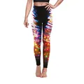 Damen Weihnachtsleggings mit buntem Lichtstrom-Druck auf schwarzem Stretchmaterial - Bunte Lichtspirale (SKDK020)