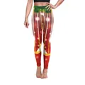 Weihnachts-Yoga-Leggings mit rot-weißen Streifen und festlichen Glockenprints - Rot-Weißer Feiertagsstreifen (SKDK021)