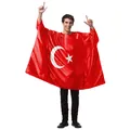 Turkey flag costume poncho with vibrant red finish and white star crescent digital print - Turkey (B341-1022)