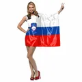 Women's Slovenia flag dress featuring white blue red stripes and national coat of arms - Slovenia (B340-1020)