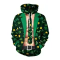 Saint Patrick's Day 3D printed hoodie featuring green suit and shamrock patterns - M / Funny Muscle with Tie Print (B101-456)
