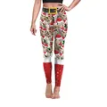 Leggings natalizi da donna con gatti festivi, cappelli di Babbo Natale e strisce colorate - Stile gatto con cappello di Natale (SKDK083)